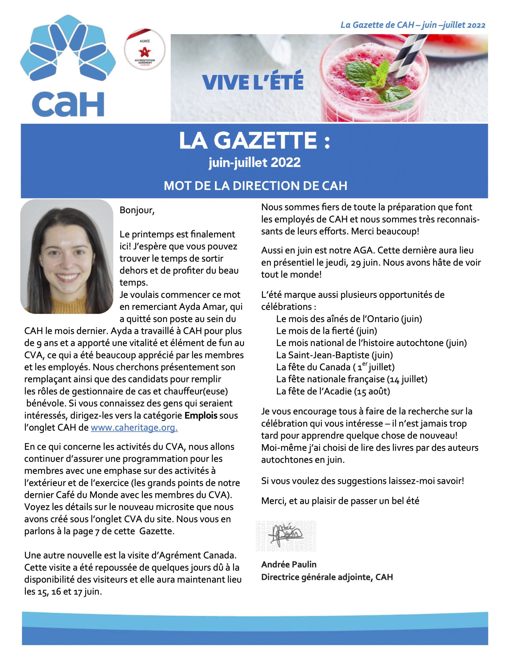 Image pour La Gazette – June-July 2022