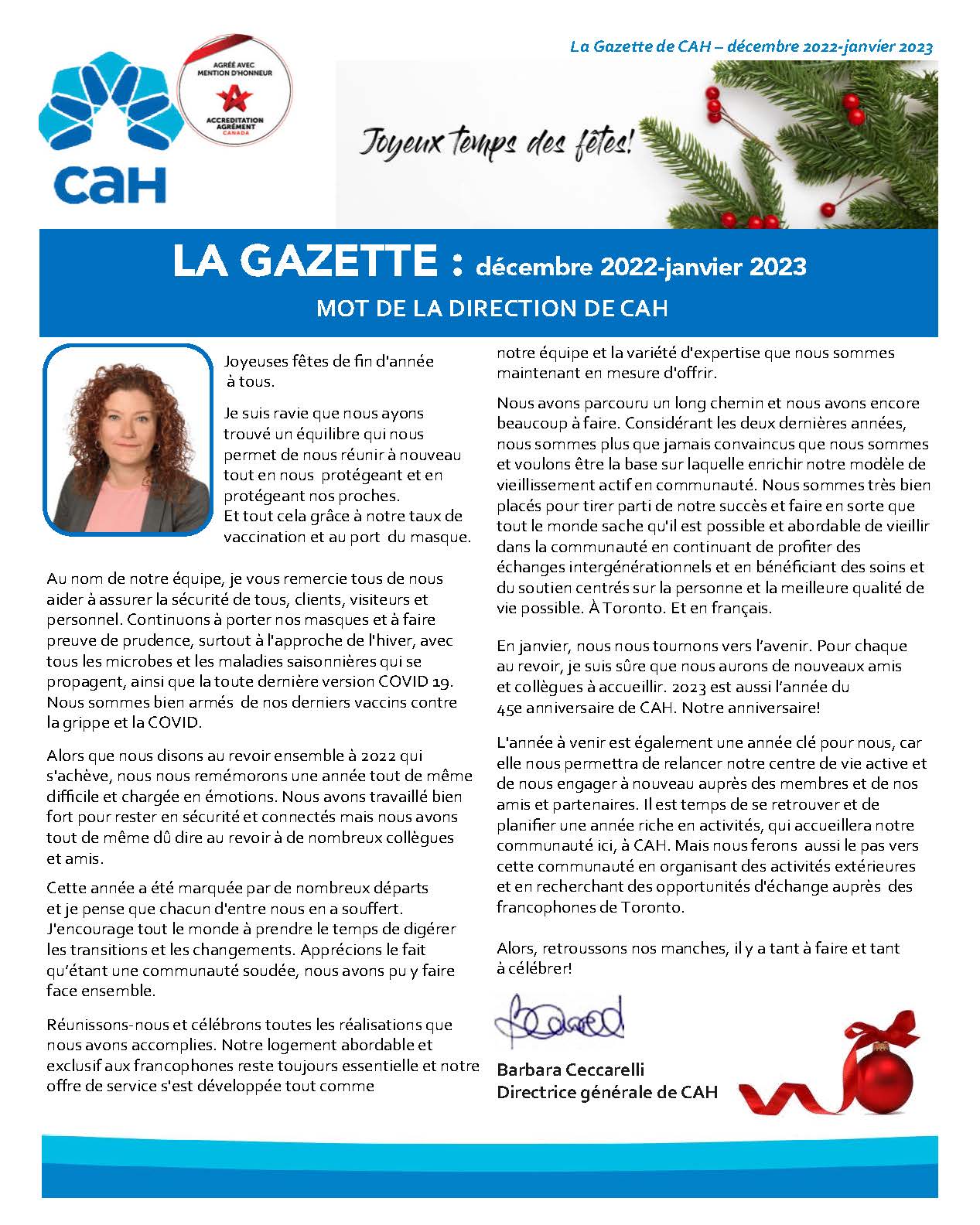 Image pour La Gazette – decembre 2022-janvier 2023