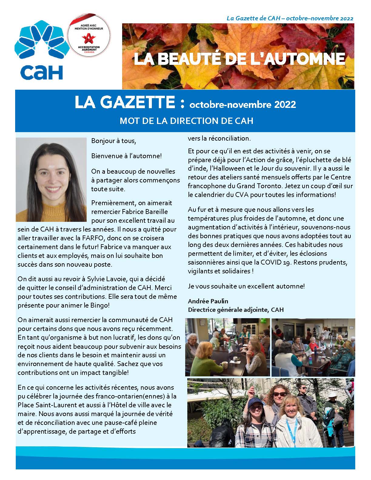 Image pour La Gazette de CAH- octobre-novembre 2022